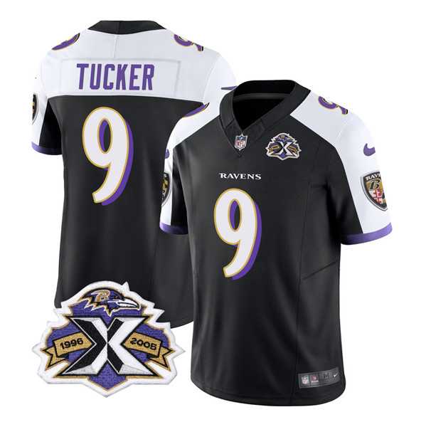 Men & Women & Youth Baltimore Ravens #9 Justin Tucker Black White 2023 F.U.S.E With Patch Throwback Vapor Limited Stitched Jersey->baltimore ravens->NFL Jersey
